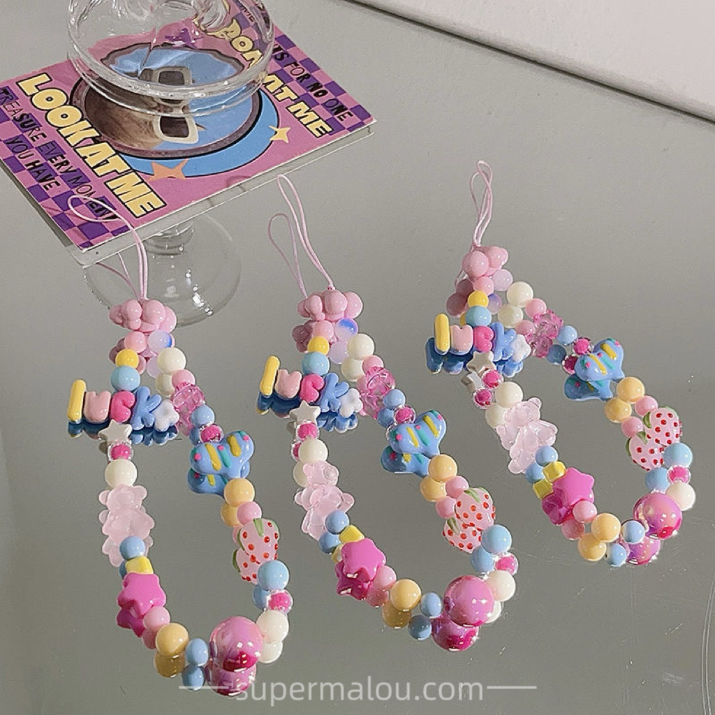 Lucky Macaroon Star DIY Beads Phone Chain