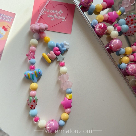 Lucky Macaroon Star DIY Beads Phone Chain