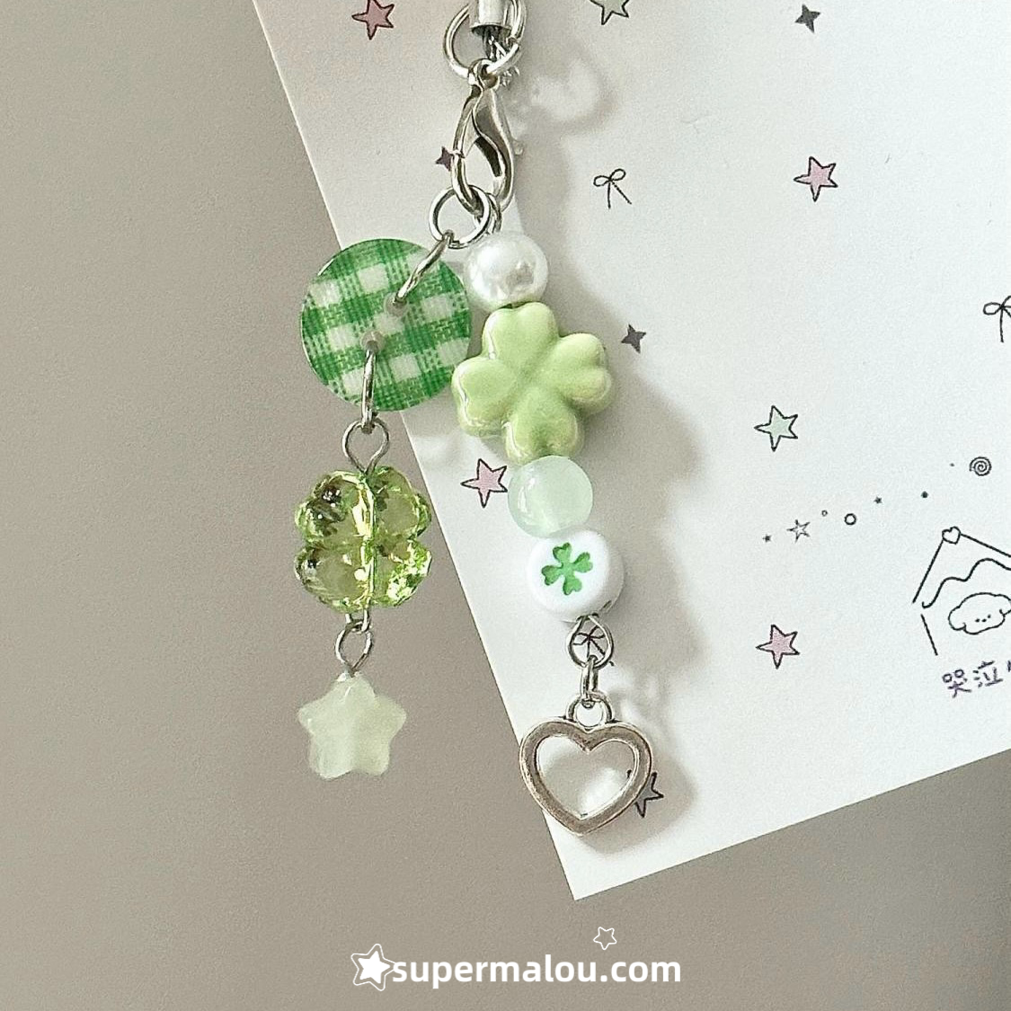 Clover Button Phone Chain