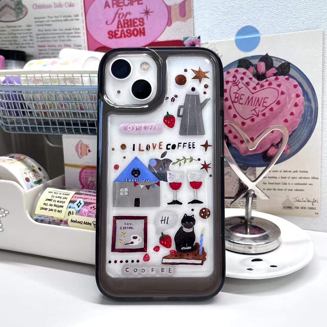 Coffee Cat Handmade Dispensing Sticker Phone Case Samsung Case