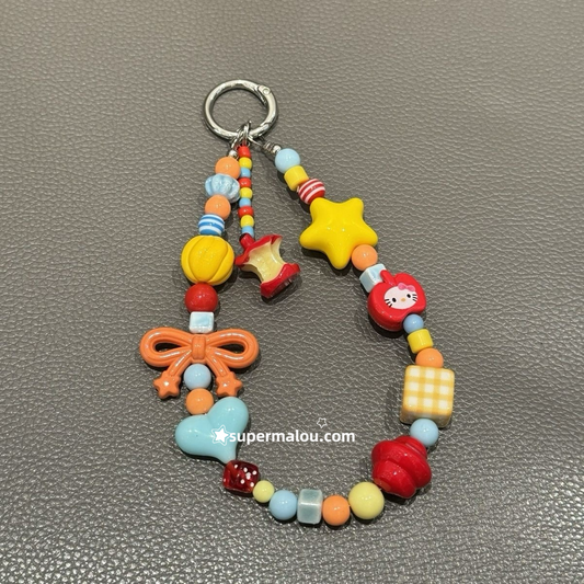 Colorful Bowknot Star Apple Kitty Phone Chain