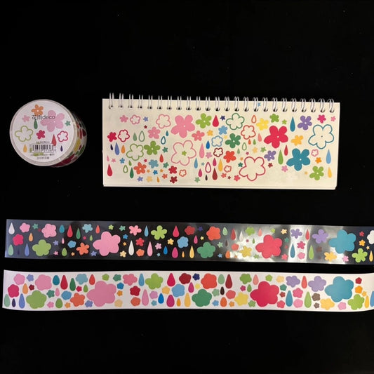 13.78in Colorful Flower Raindrop Sticker Roll