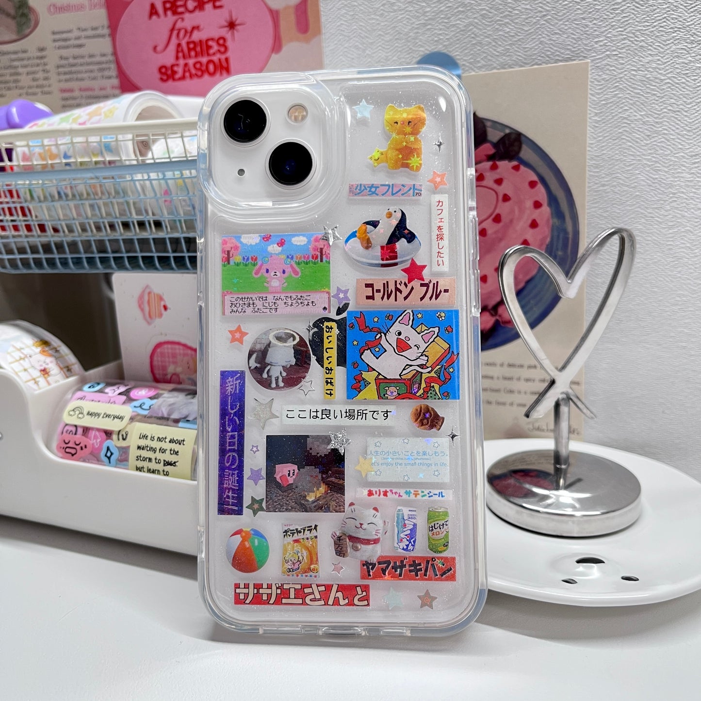 Retro Cat Dog Colorful Penguin  Handmade Sticker Phone Case Samsung Case