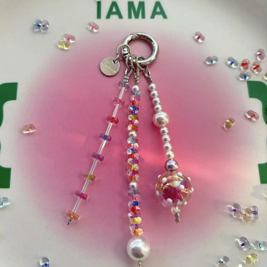 Colorful Transparent Pearl Bead Phone Chain