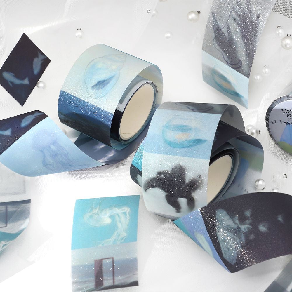 2M Cool Color Retro Sparkling Sand Sticker Roll Set of 6