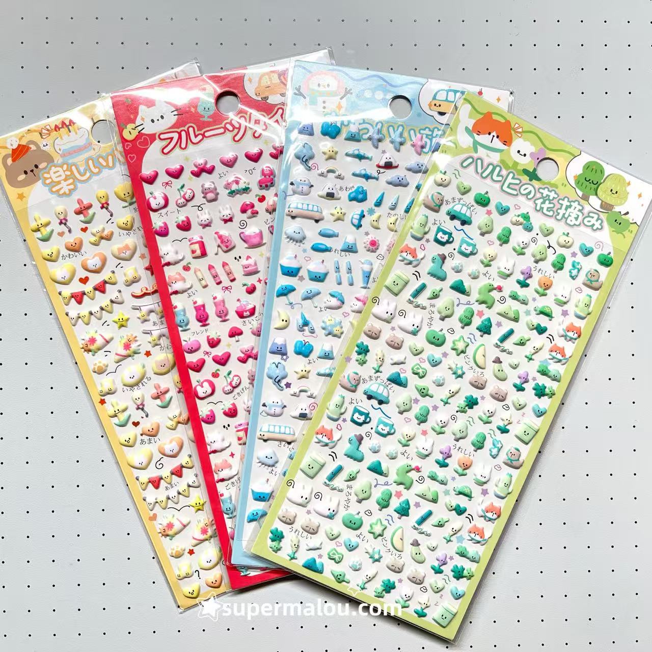 Cute Mini 3D Cartoon Bubble Animal Sticker Set of 4