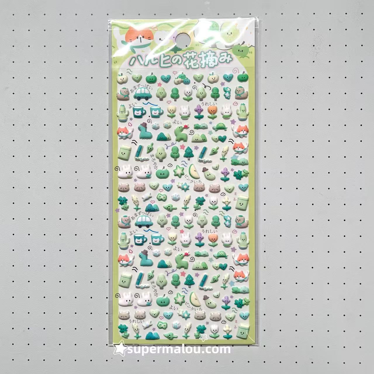 Cute Mini 3D Cartoon Bubble Animal Sticker Set of 4