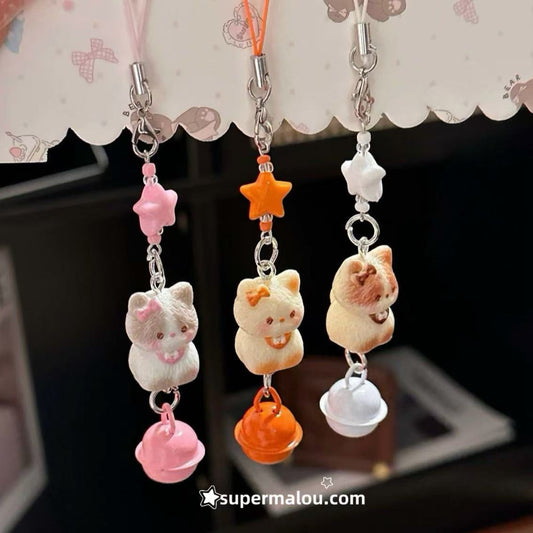 Cute 3D Cat Bell Phone Chain