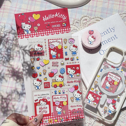 Cute Balloon Car Hello Kitty Stickers