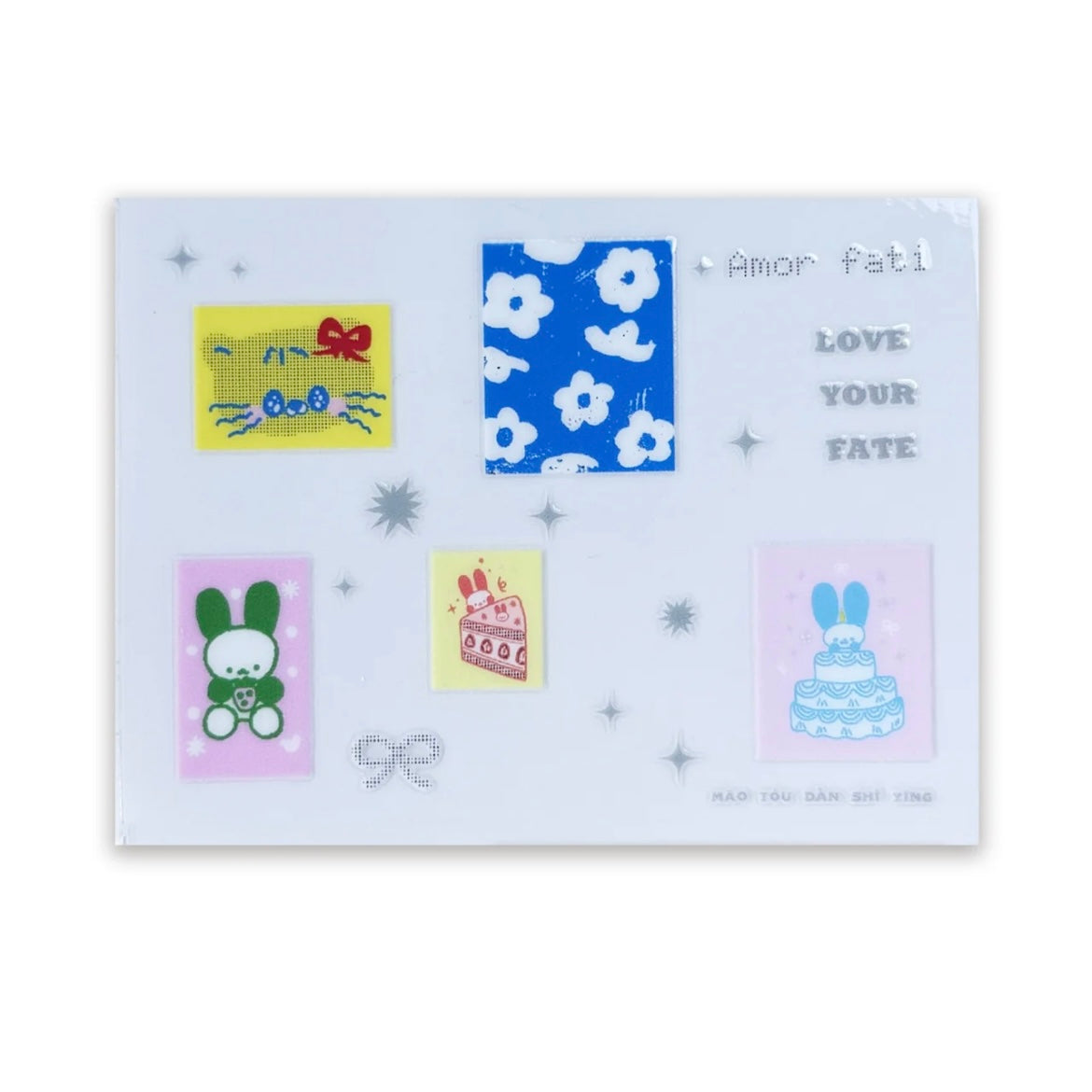 Cute Bunny Heart Crystal Transfer Stickers