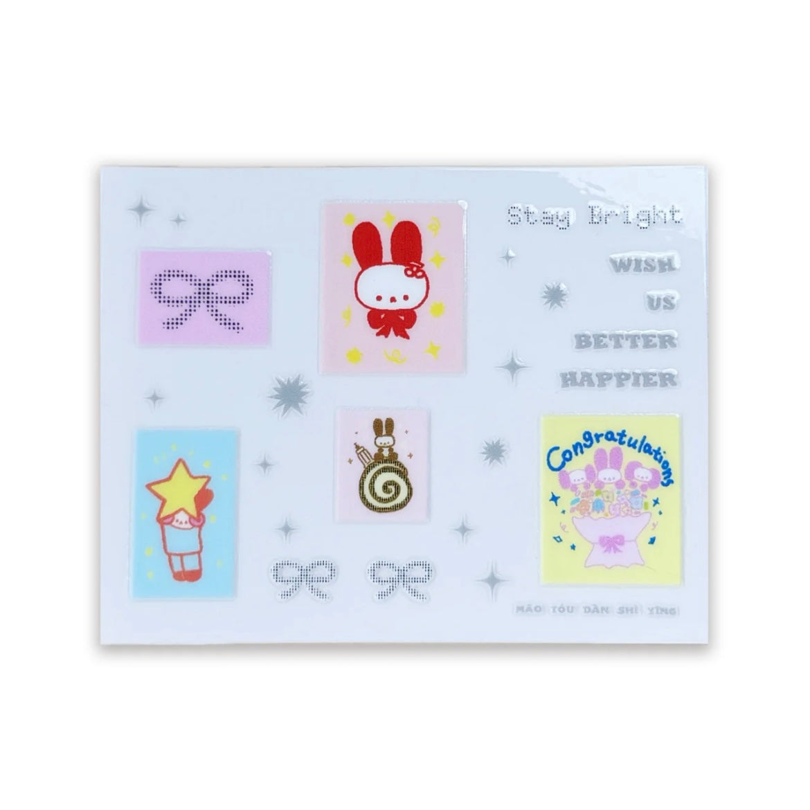 Cute Bunny Heart Crystal Transfer Stickers