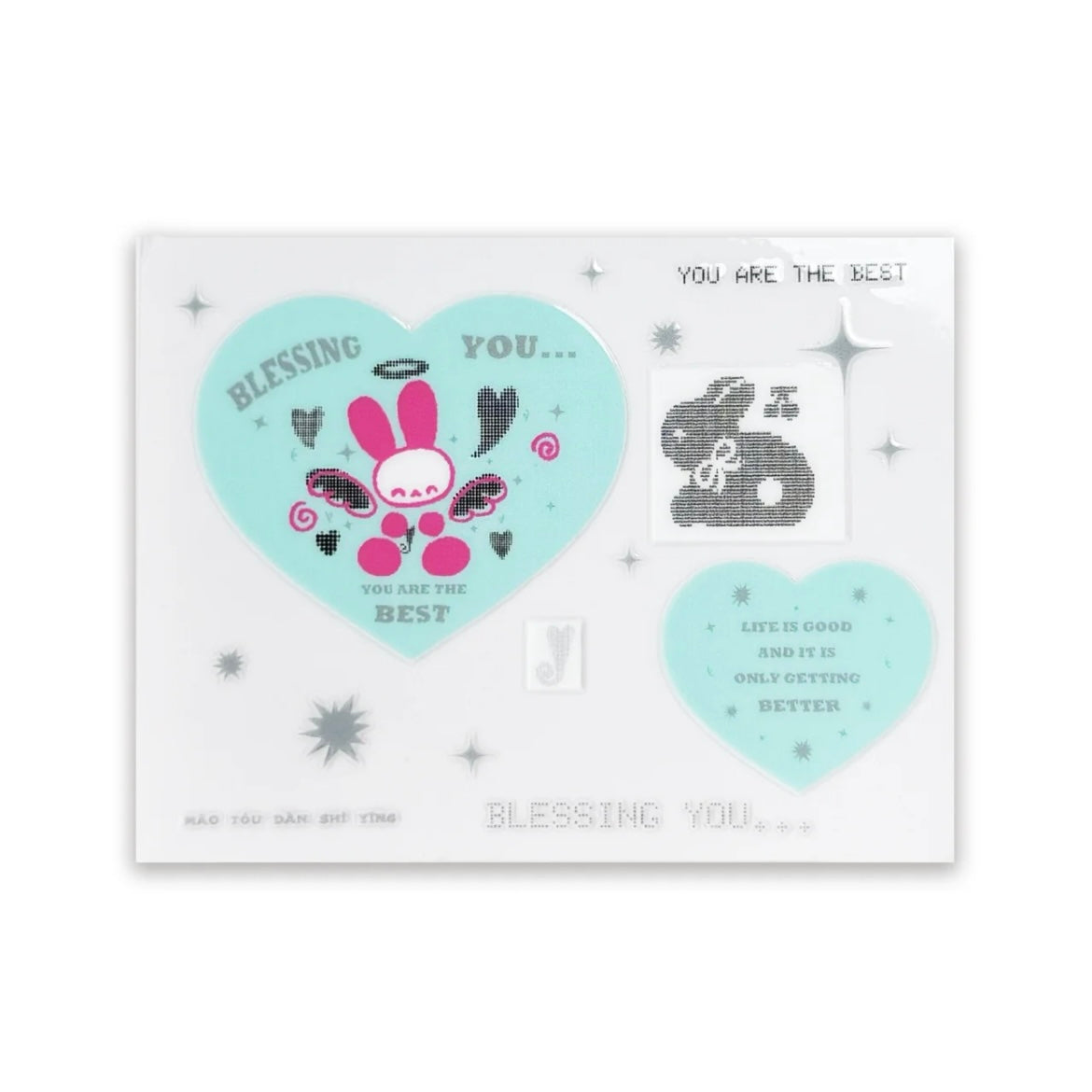 Cute Bunny Heart Crystal Transfer Stickers