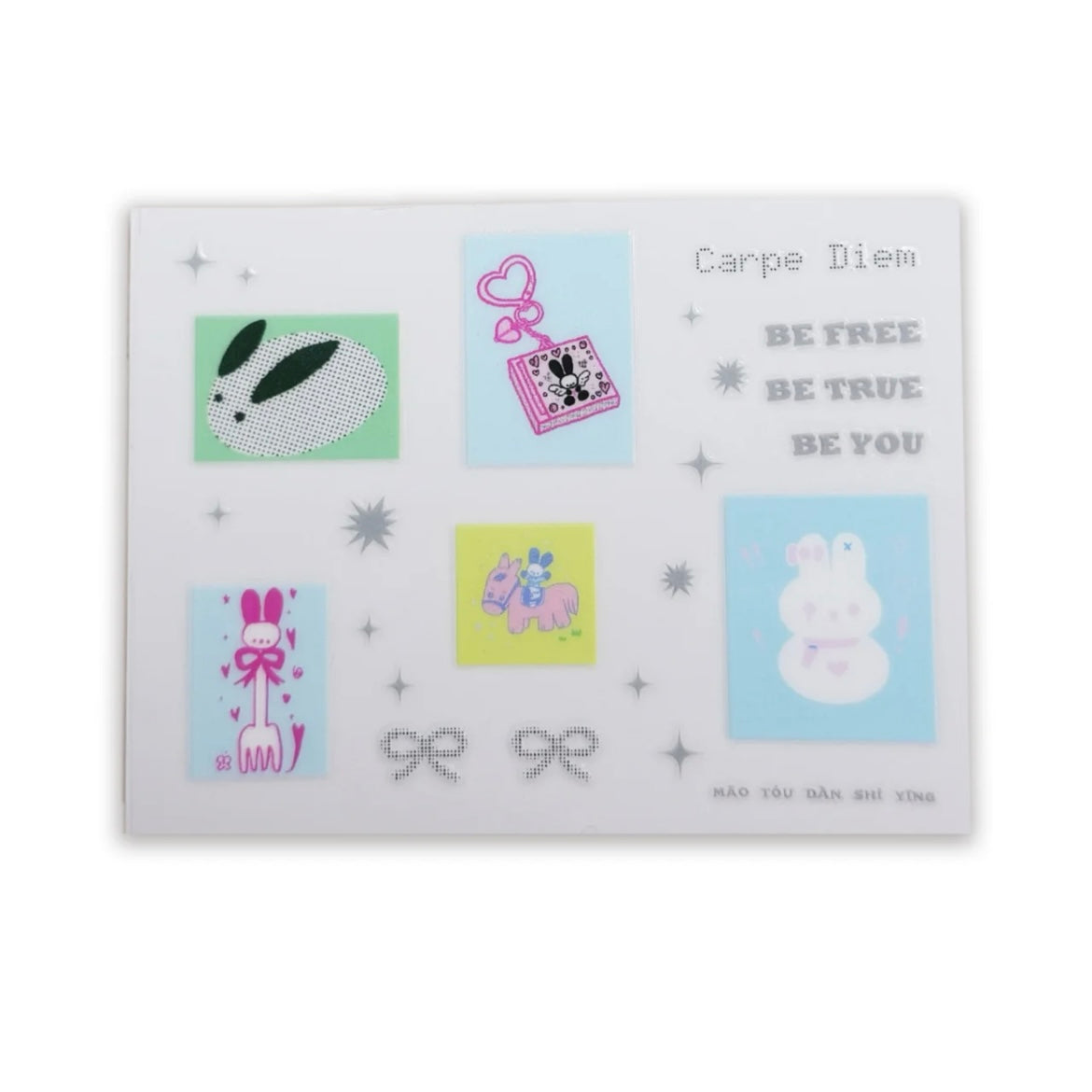 Cute Bunny Heart Crystal Transfer Stickers