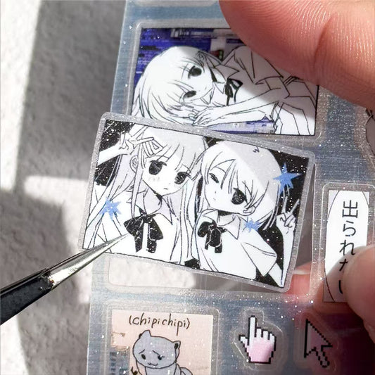 Cute Dream Core Graffiti Sparkling Sand Sticker Roll