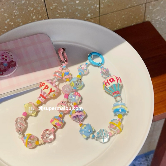 Cute Hot Air Balloon Beaded Phone Chain