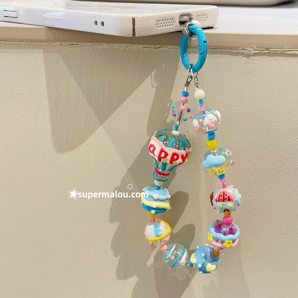 Cute Hot Air Balloon Beaded Phone Chain