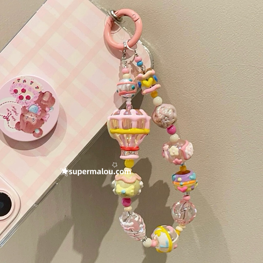 Cute Hot Air Balloon Beaded Phone Chain