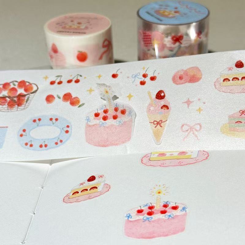5M Cute Peach Pink Ice Cream Sticker Roll