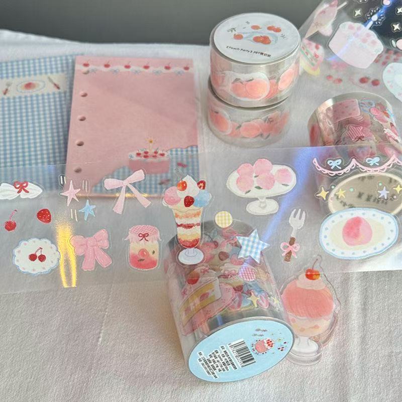 5M Cute Peach Pink Ice Cream Sticker Roll