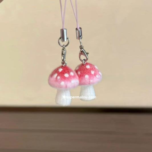Cute Plush Mushroom Phone Chain Pendant