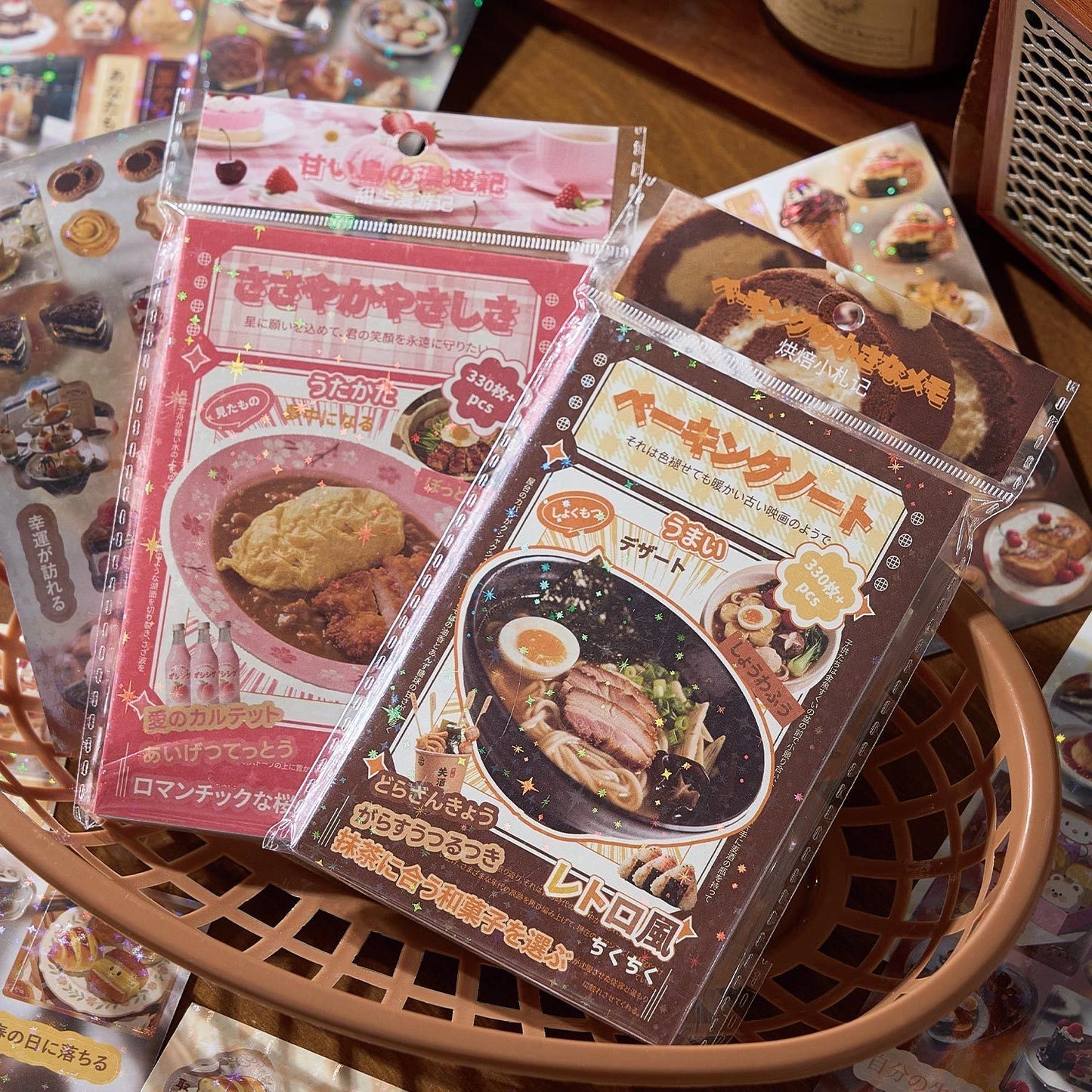 30Pages Cute Retro Food Japanese Sticker Book Set Of 2