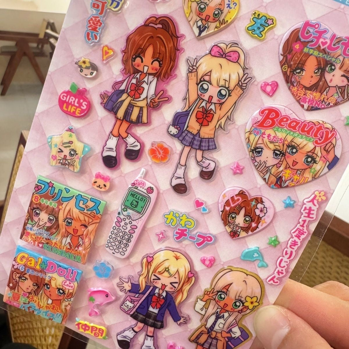 Cute Showa JK Hot Girl  3D Stickers