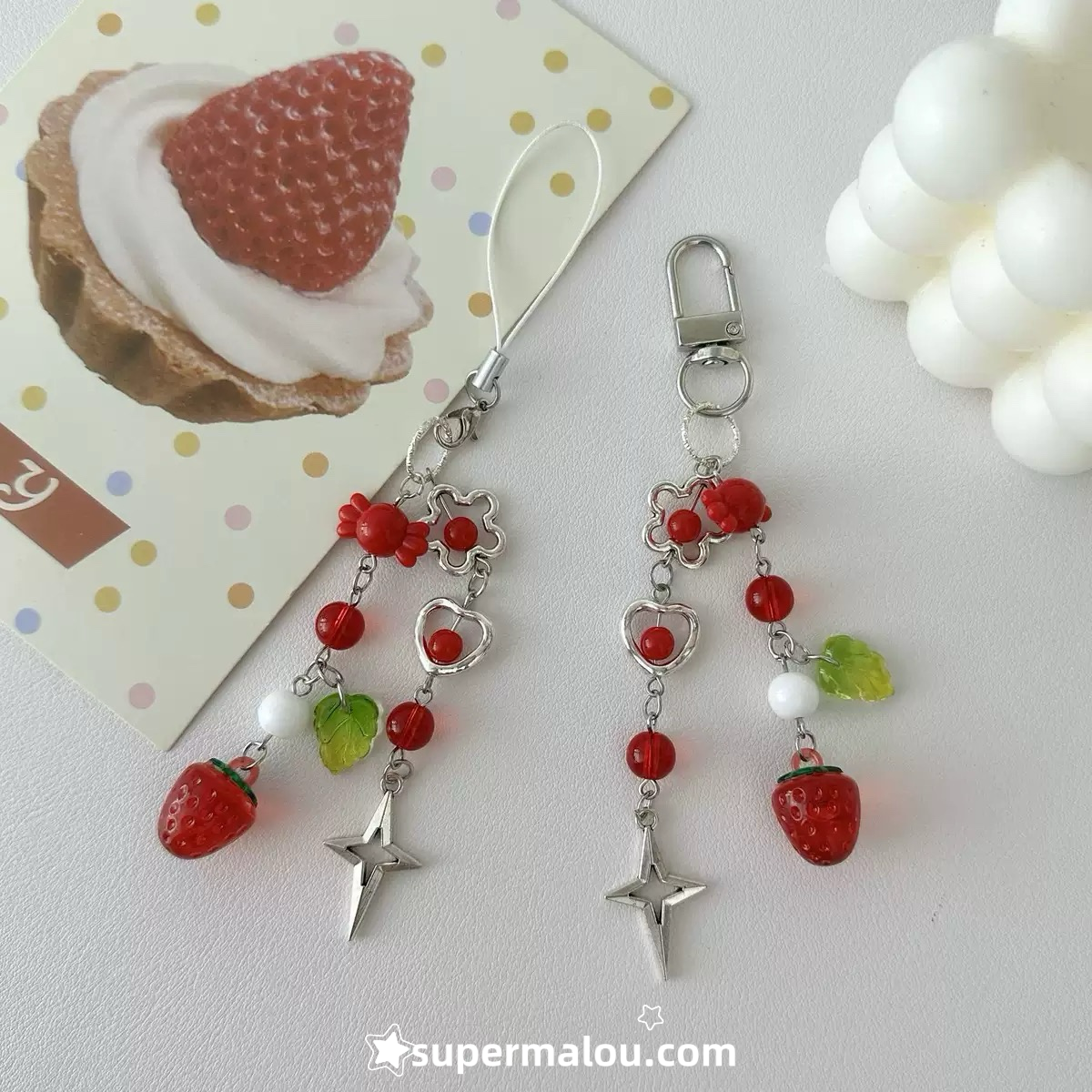 Cute Strawberry Bow Tomato Star Phone Chain Keychain