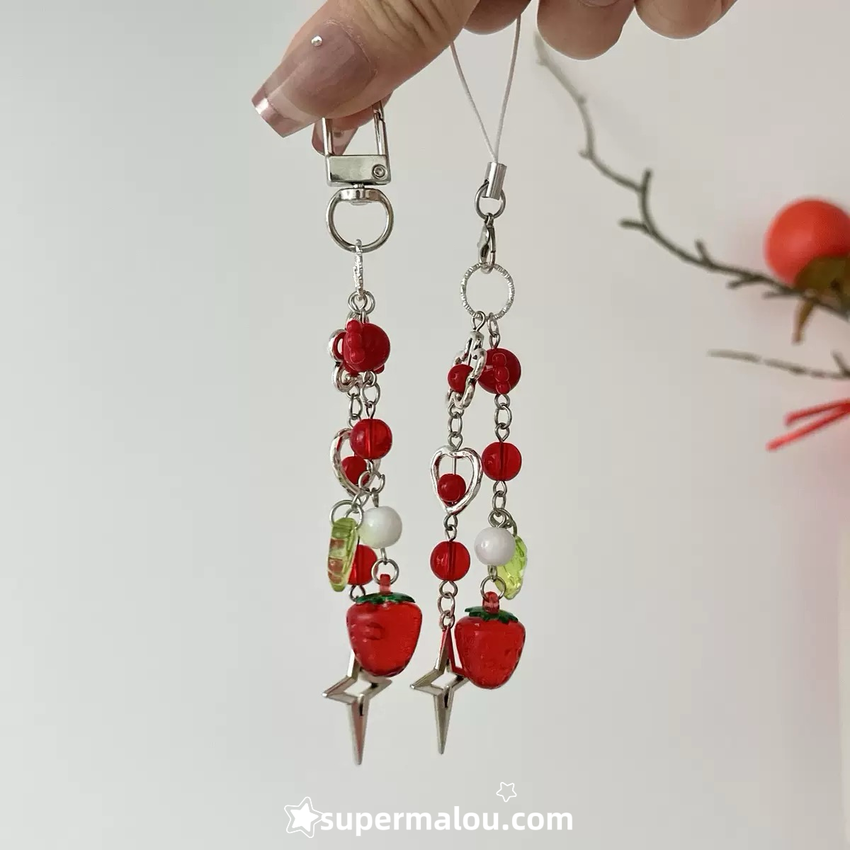 Cute Strawberry Bow Tomato Star Phone Chain Keychain
