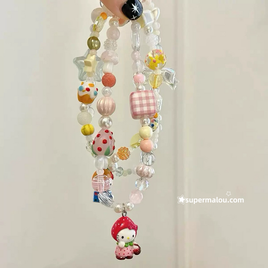 Cute Strawberry Hello Kitty Beaded Phone Chain