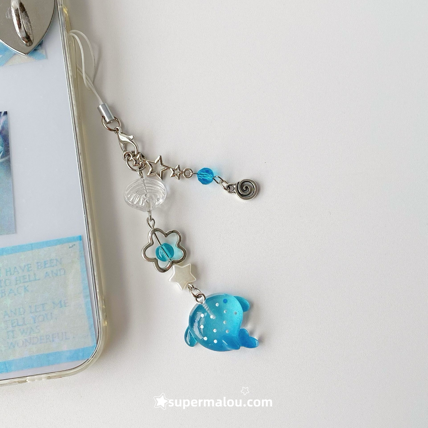 Cute Wave Point Shark Pendant Phone Chain