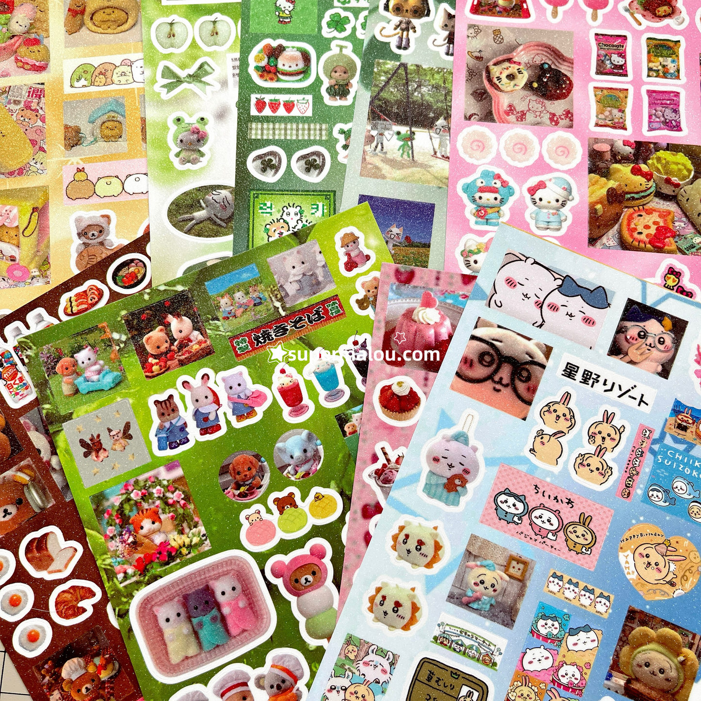 Cute Laser Retro Japanese Chiikawa Kitty Toro Stickers Set of 9