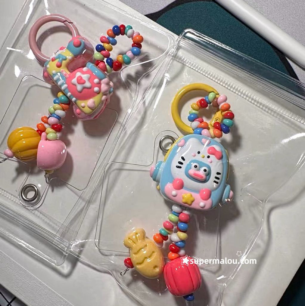 Cute Hand Drawn Bead Keychain Phone Chain Pendant (Including Spacer)