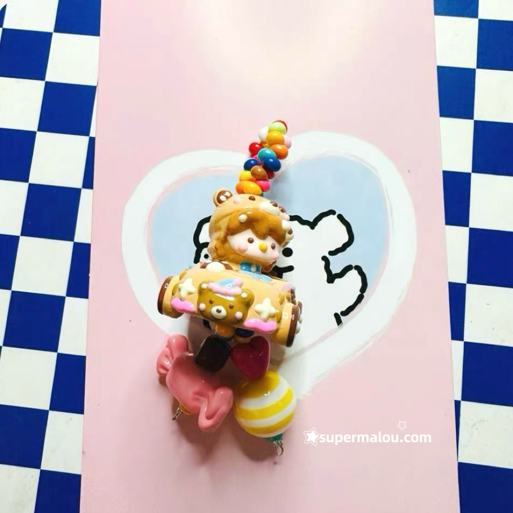 Cute Hand Drawn Bead Keychain Phone Chain Pendant (Including Spacer)