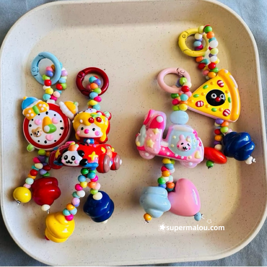 Cute Hand Drawn Bead Keychain Phone Chain Pendant (Including Spacer)