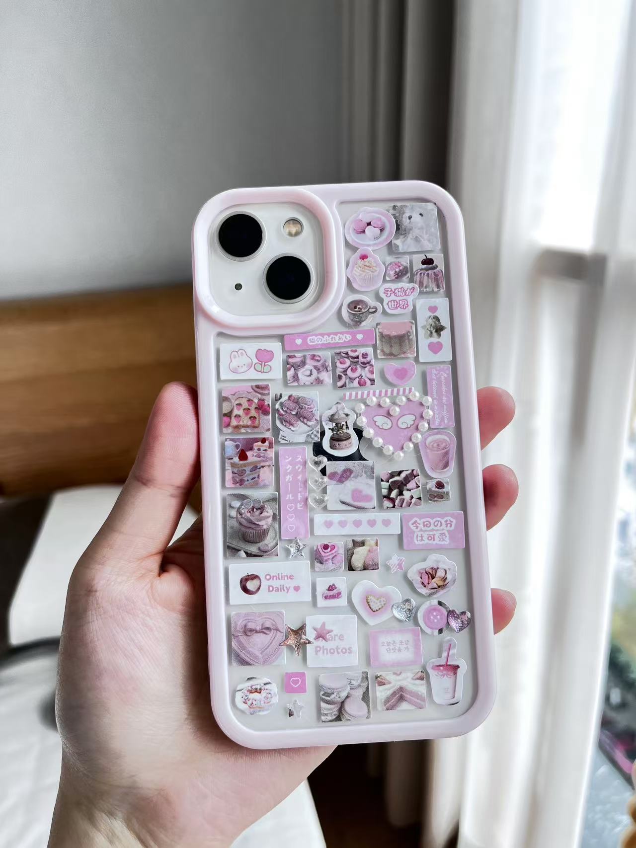 Lovely Light Pink Dessert Cake Handmade  Dispensing Sticker Phone Case