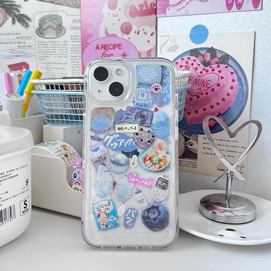 Blue Butterfly Blueberry Handmade Dispensing Sticker Phone Case
