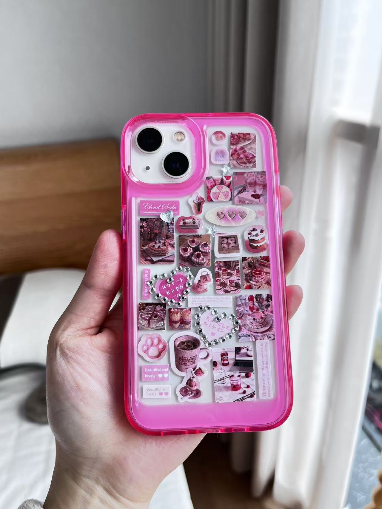 Lovely Hot Pink Dessert Cake Handmade Dispensing Sticker Phone Case
