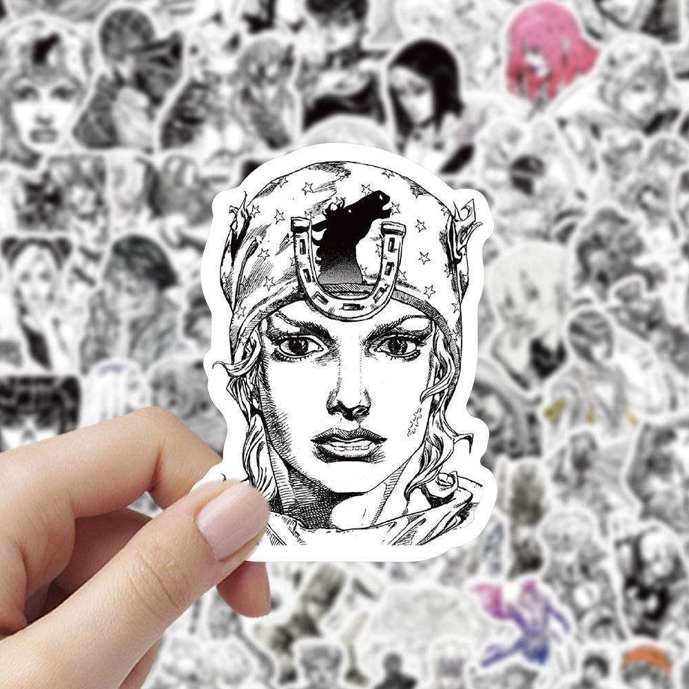 100Pcs Jojo's Bizarre Adventure Black And White Stickers B