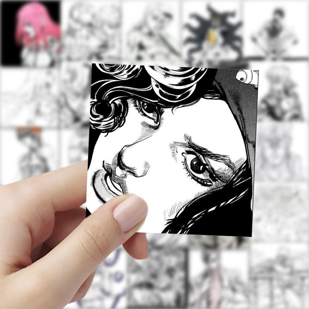 59Pcs Jojo's Bizarre Adventure Black And White Stickers A