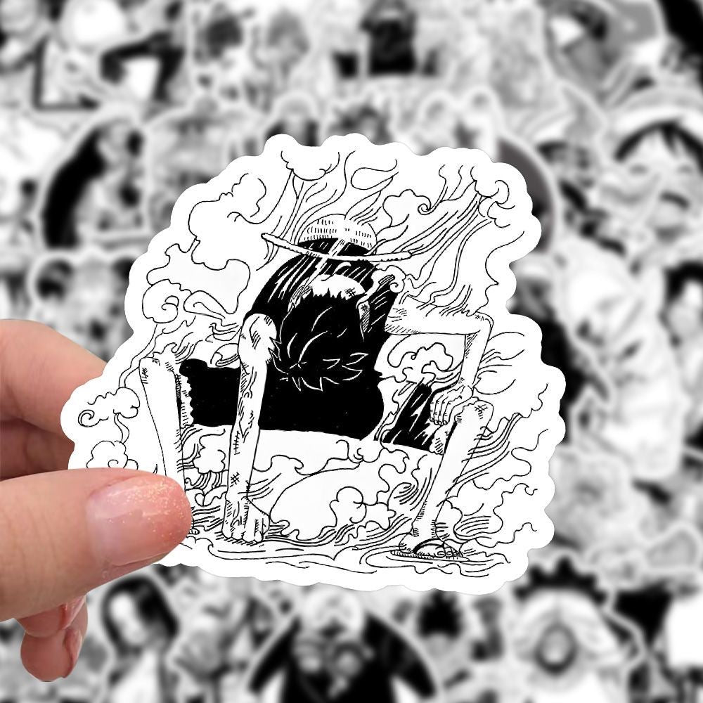 58Pcs One Piece Black And White Stickers