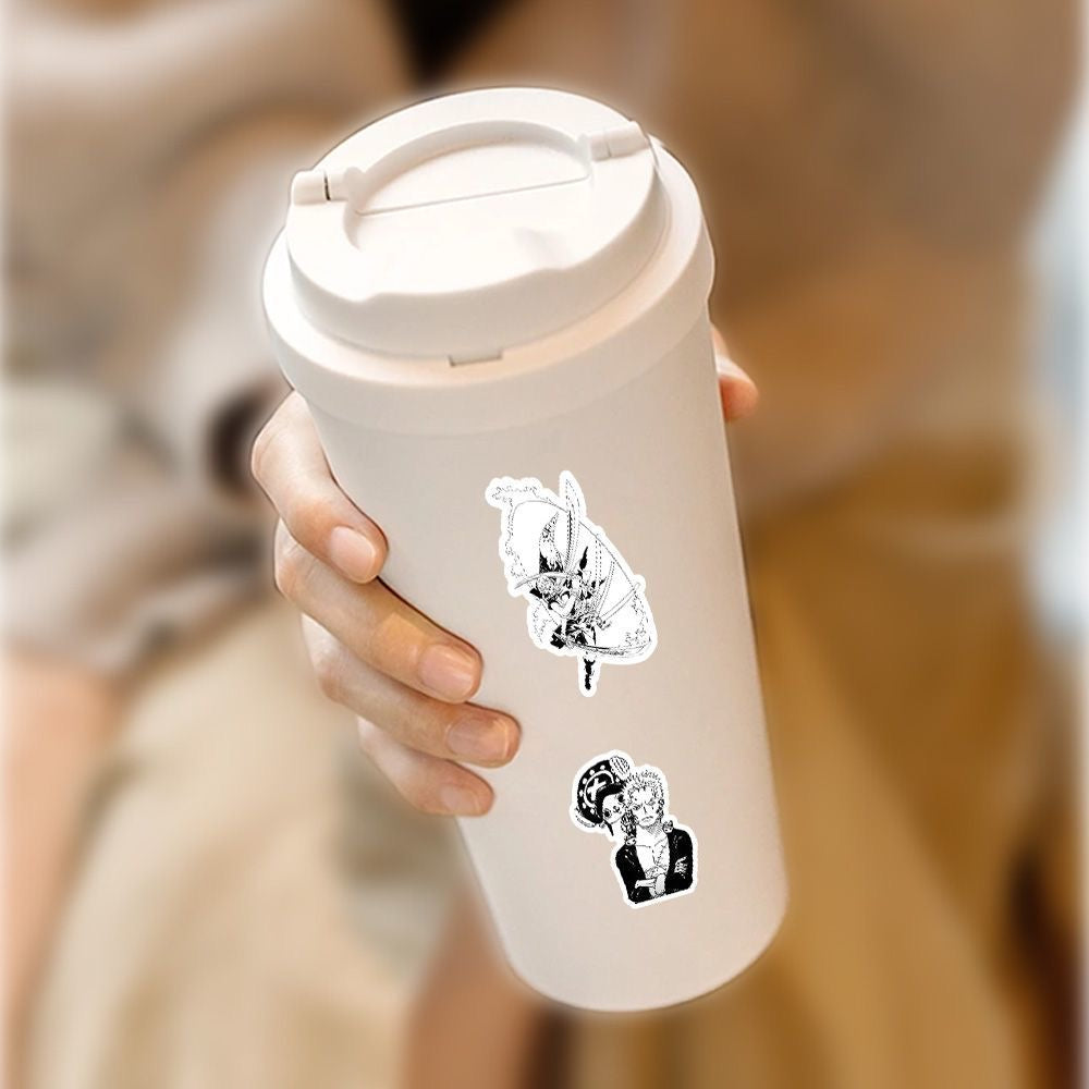 58Pcs One Piece Black And White Stickers