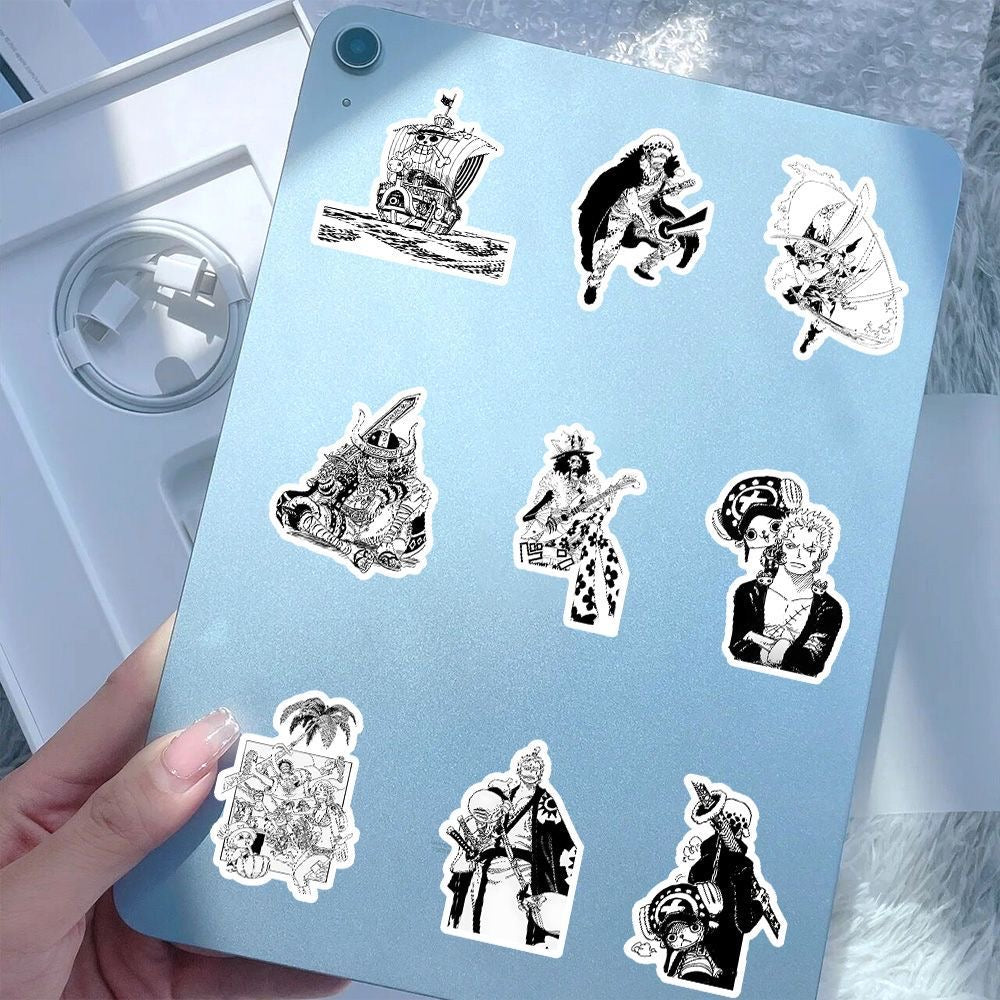 58Pcs One Piece Black And White Stickers