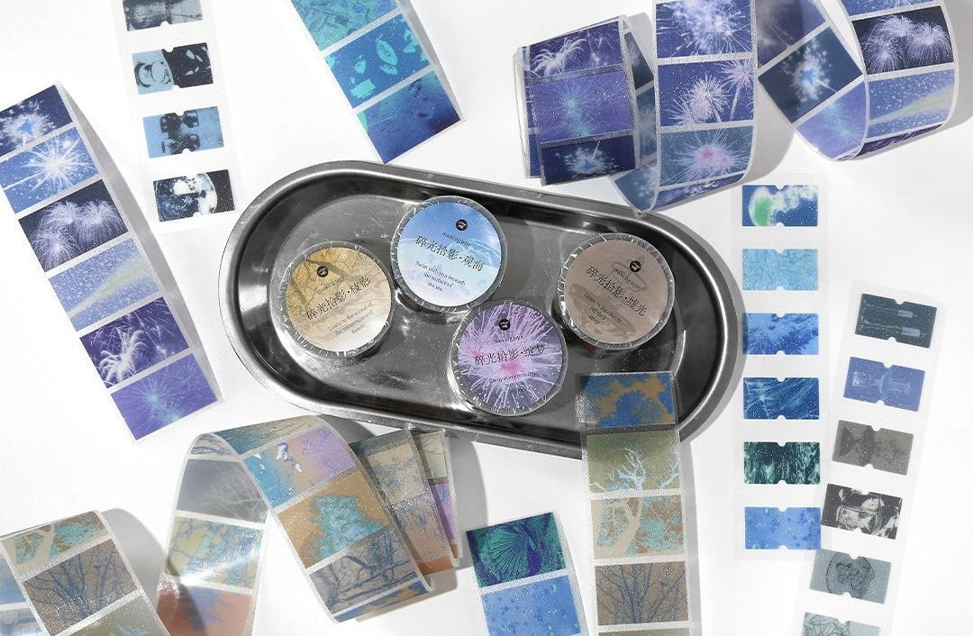 Ocean Fireworks Flash And PET Dream Core Landscape Sticker Roll