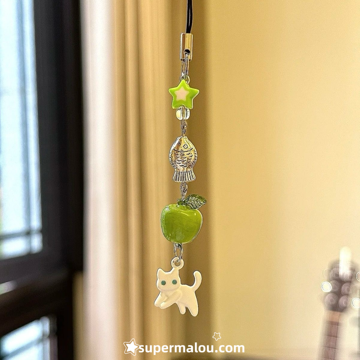 Green Apple Little Fish White Cat Phone Chain