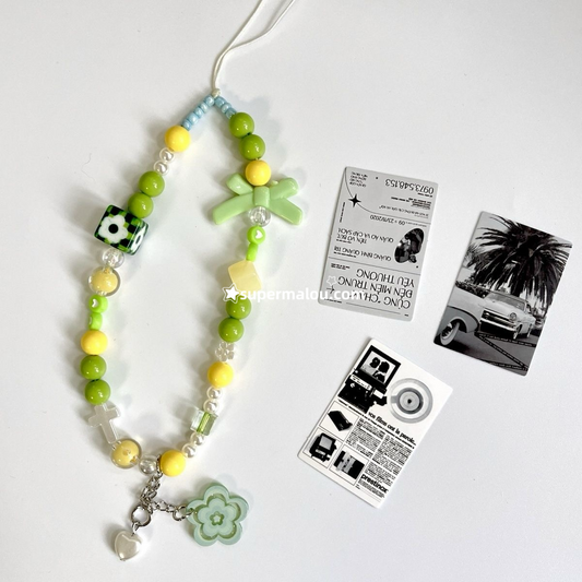 Green Yellow Flower Phone Chain