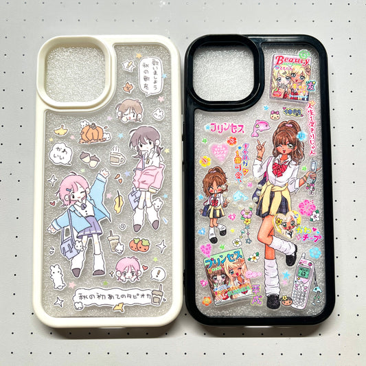 Heisei Girl &Good Morning Handmade Sticker Phone Case (Resin Ver.)