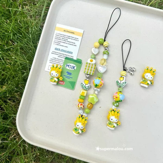 Hello Kitty Flower Fairy Beaded Phone Chain