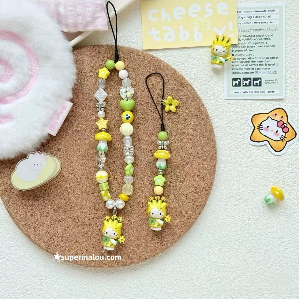 Hello Kitty Flower Fairy Beaded Phone Chain