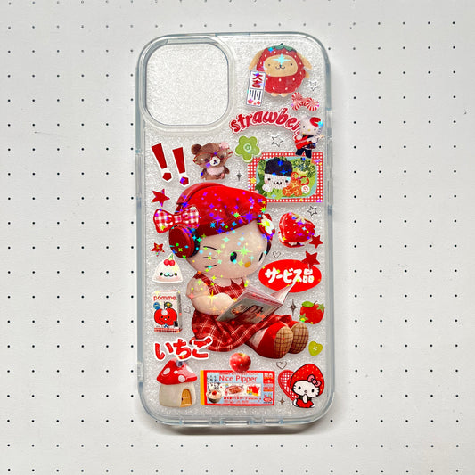 Hello Kitty Strawberry Handmade Sticker Phone Case (Resin Ver.)