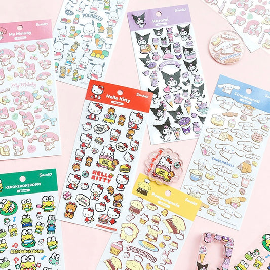 Japanese Cartoon Sticker  Sanrio Kitty Kuromi Melody Cinnamoroll Pochacco Pompompurin Stickers
